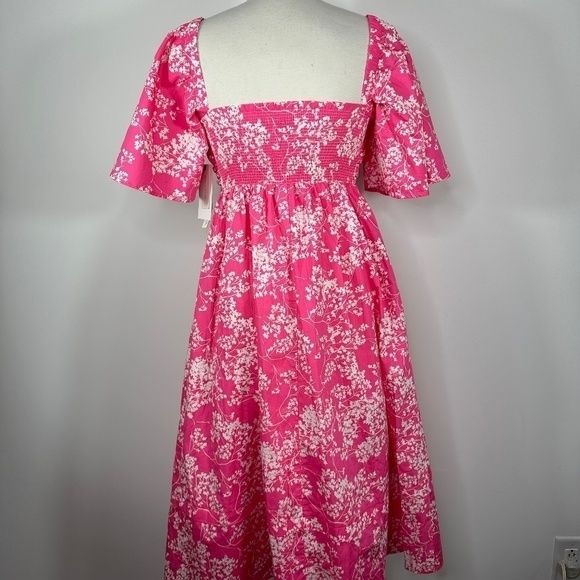 NWT Peter Som for Anthropologie Pink White Floral Midi Dress Women's size Small - Picture 10 of 14